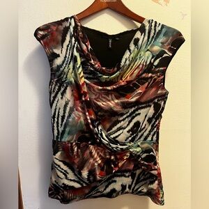 Relativity Zebra Print Women's Top with Multicolor Accents Size Large